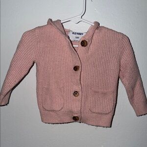 Old Navy Light Pink Hooded Knit Cardigan with Pockets